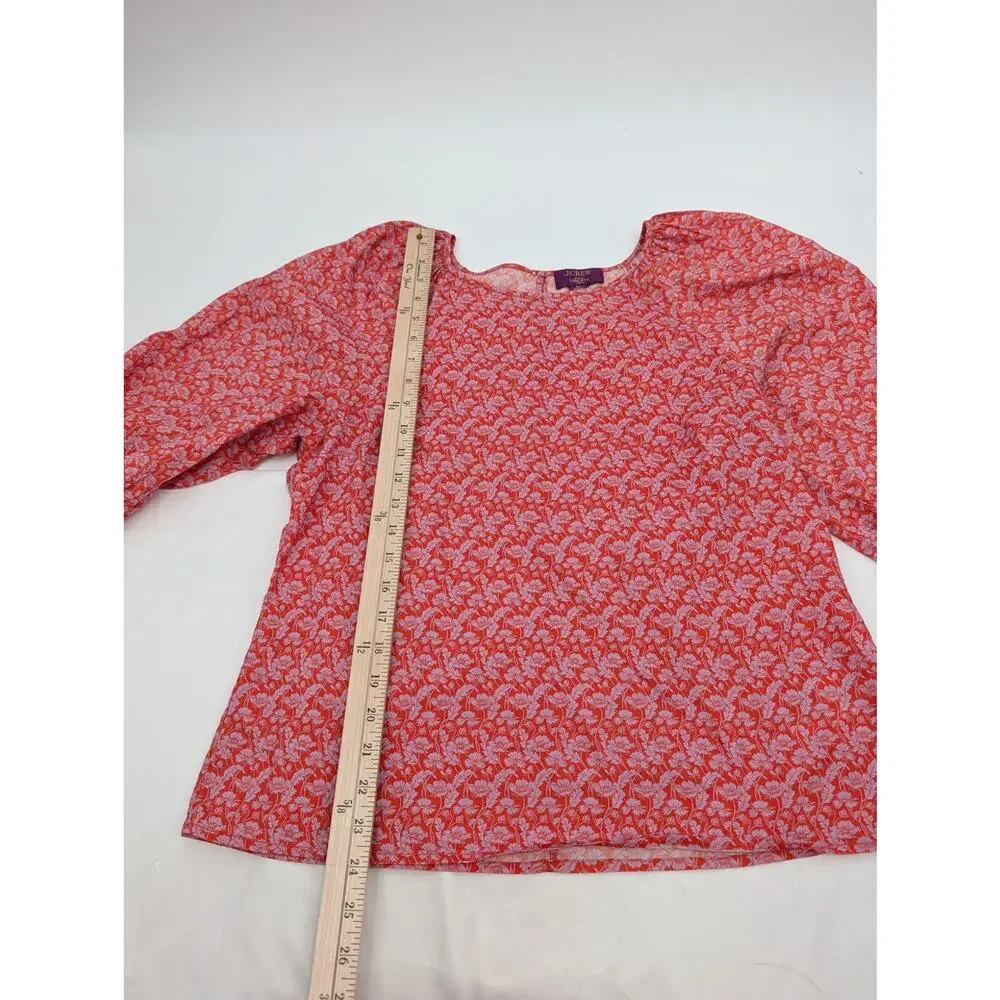 J.Crew Liberty London Toutouayette Red Floral Medium Cottagecore Puff Sleeve